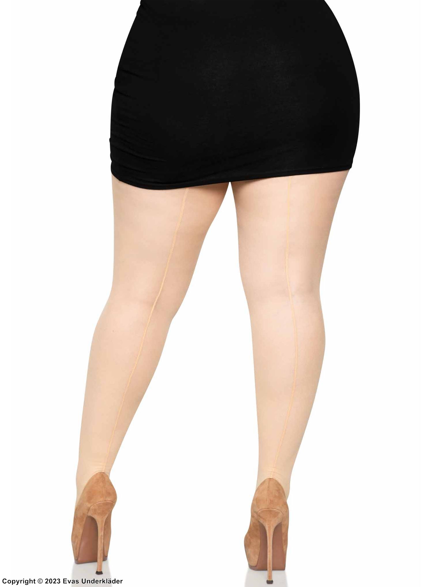 Klassische Strumpfhose, Naht hinten, Plus Size